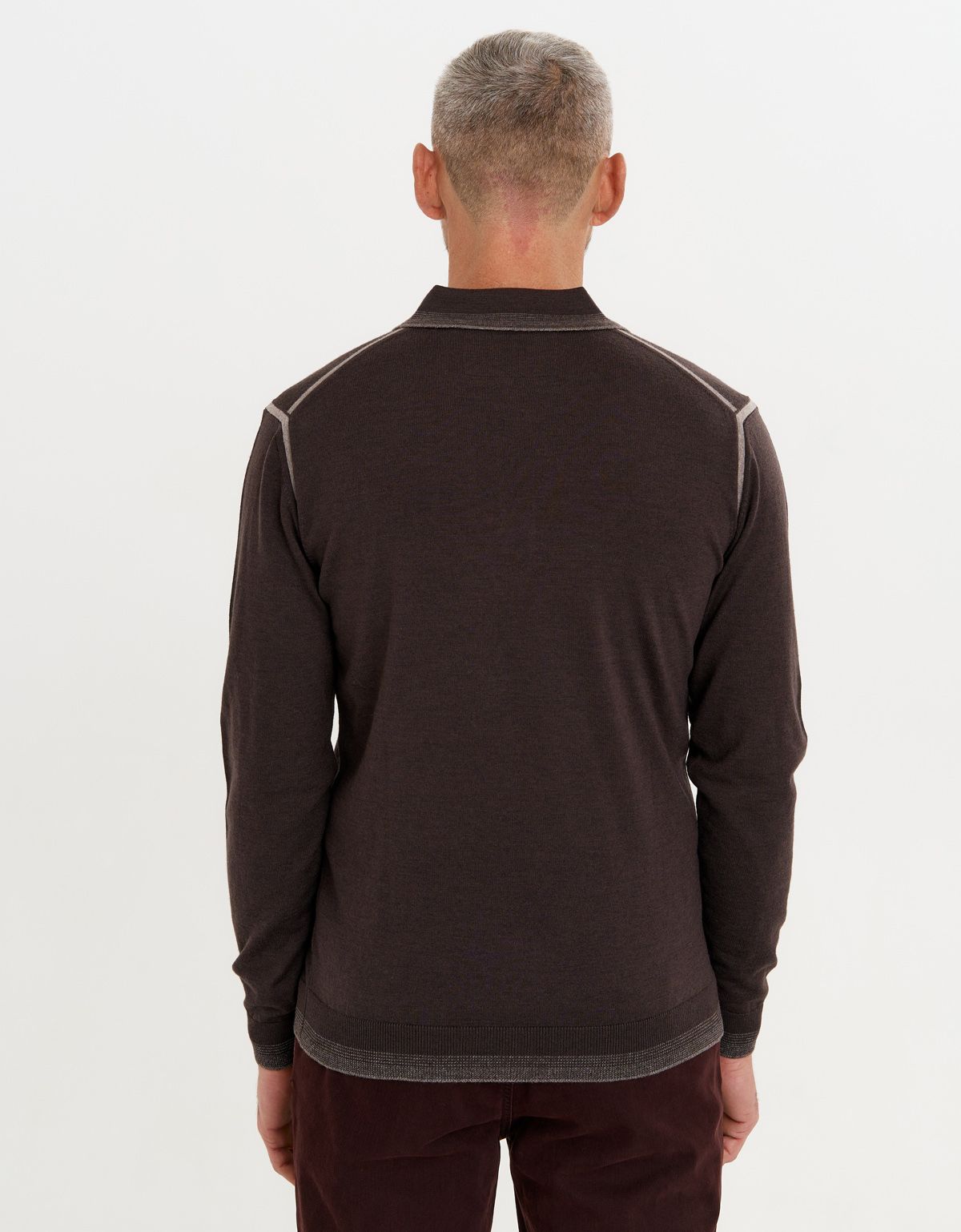 Поло коричневое с длинным рукавом Gratude на пуговицах | купить в интернет-магазине Olymp-Men