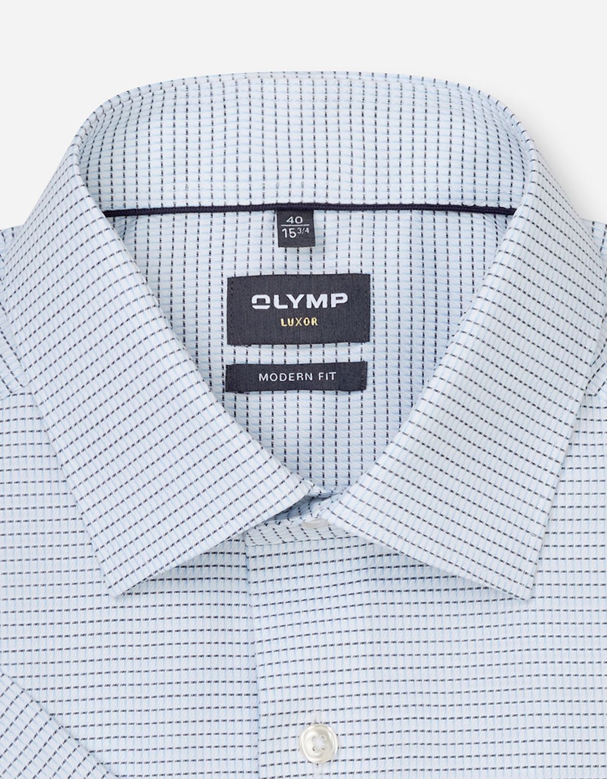 Рубашка с голубым принтом Olymp, модерн фит
