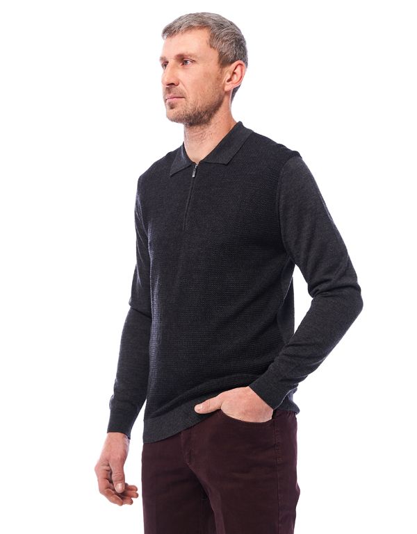 Поло мужское вязаное на молнии Gratude, шерсть с шёлком | купить в интернет-магазине Olymp-Men
