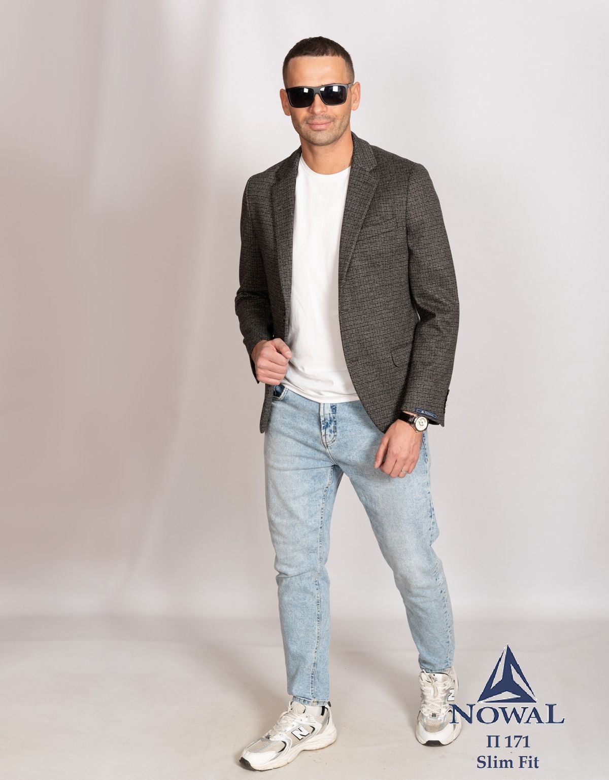 Пиджак мужской серый в клетку Nowal | купить в интернет-магазине Olymp-Men