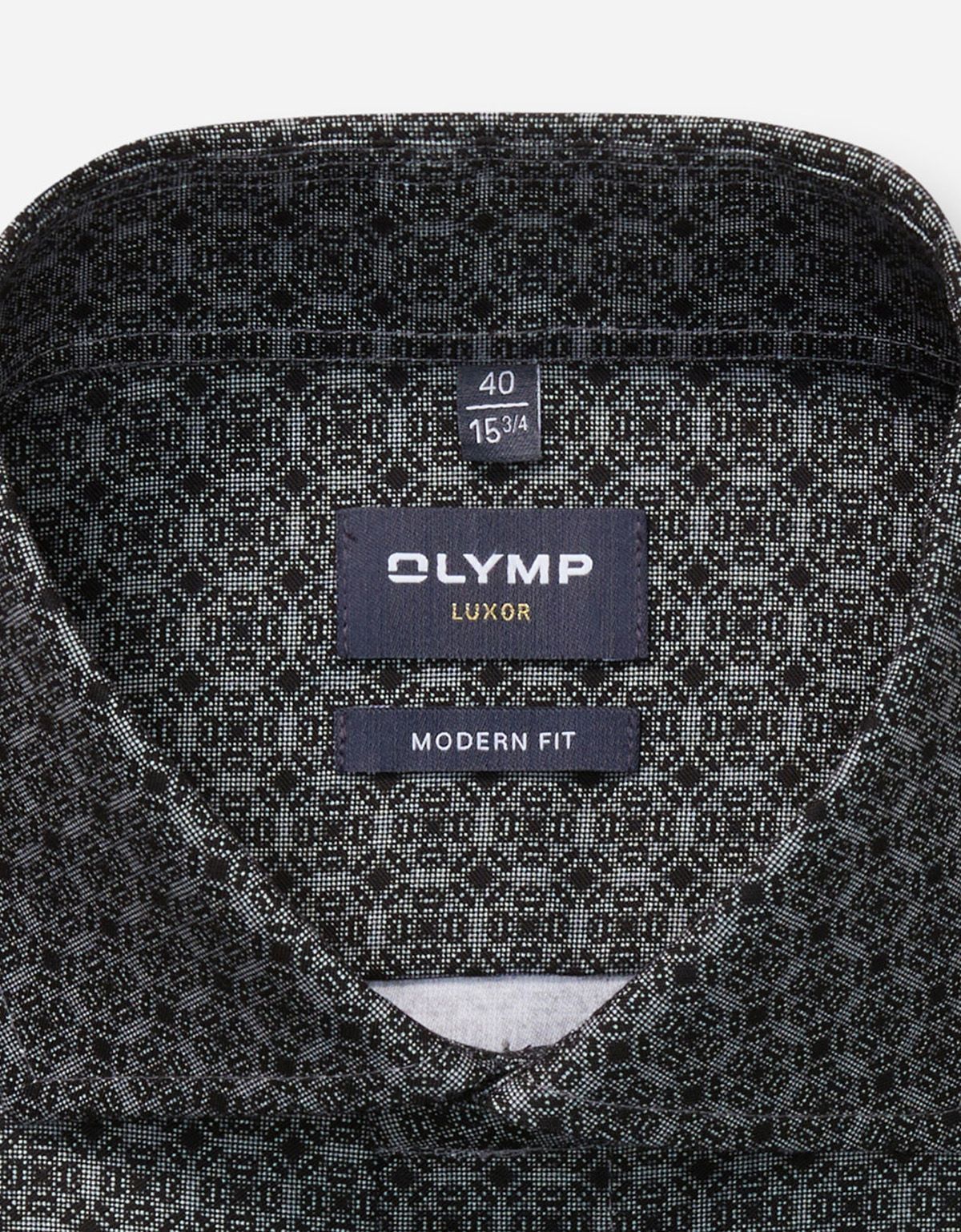 Рубашка с черным принтом Olymp, modern fit на высокий рост | купить в интернет-магазине Olymp-Men