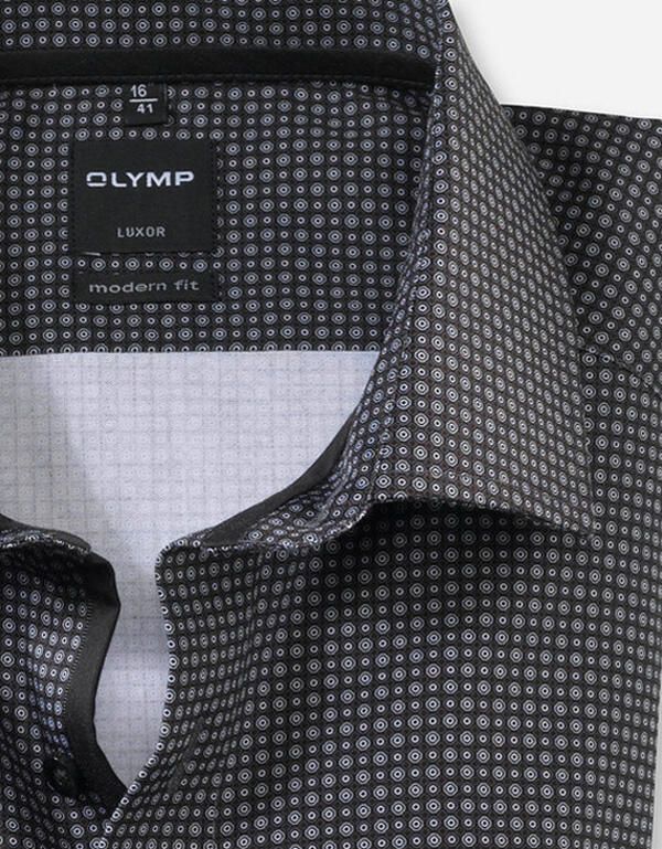 Рубашка мужская чёрная с рисунком OLYMP Luxor, modern fit | купить в интернет-магазине Olymp-Men