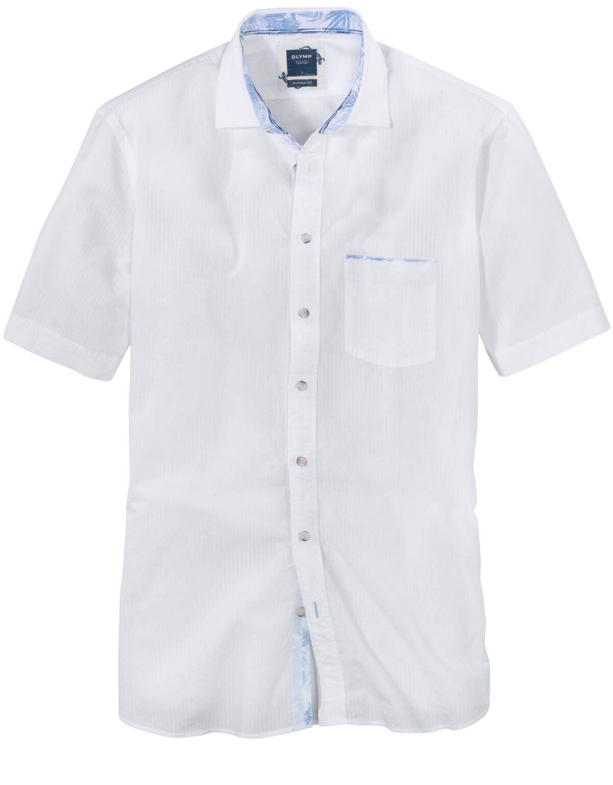 Белая рубашка OLYMP из жатого хлопка, modern fit[БЕЛЫЙ]