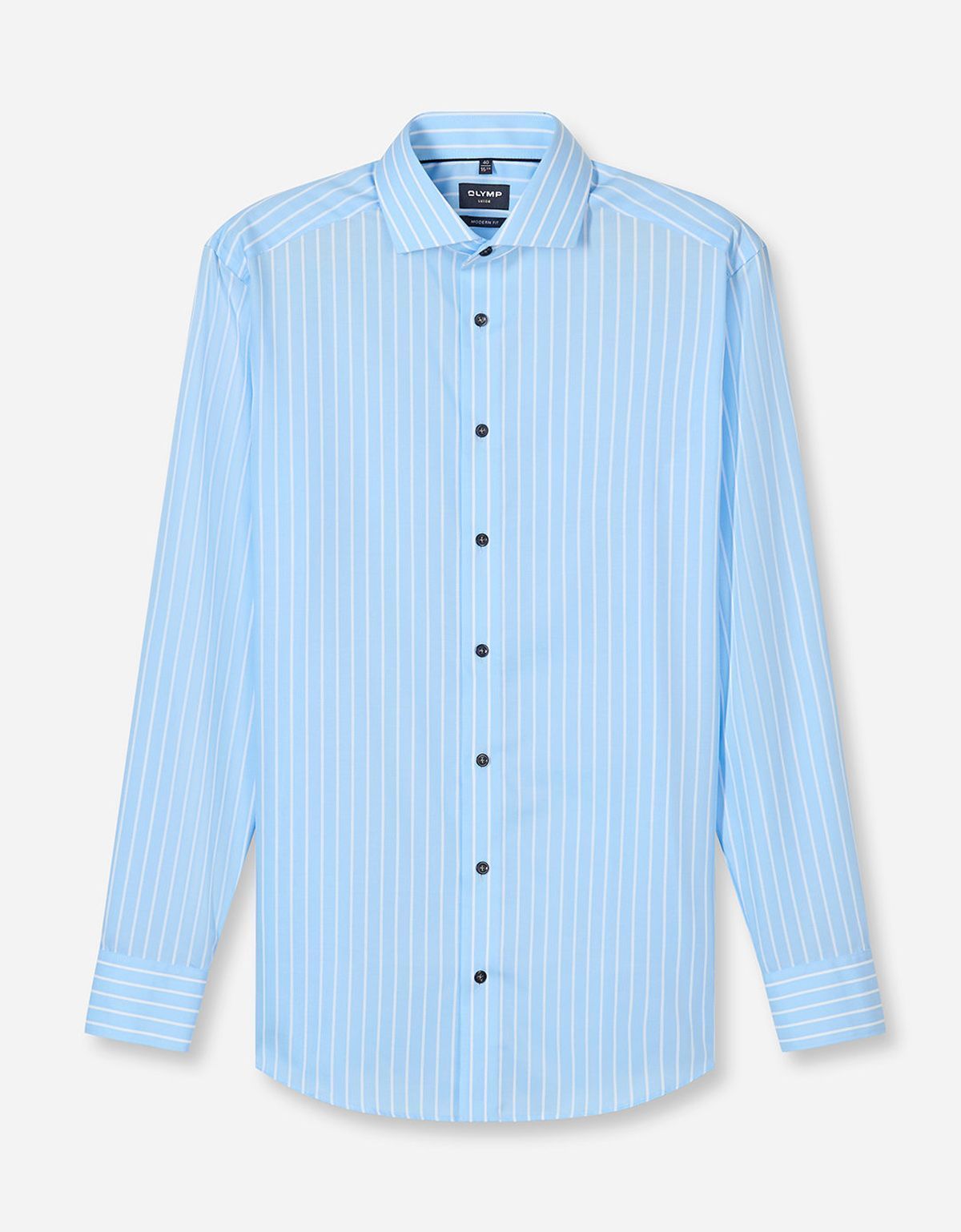 Сорочка голубая в полоску OLYMP Luxor, полуприлегающая на высокий рост | купить в интернет-магазине Olymp-Men