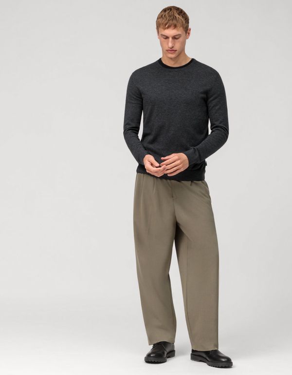 Джемпер темно-серый с круглым вырезом, body fit | интернет-магазин Olymp-Men