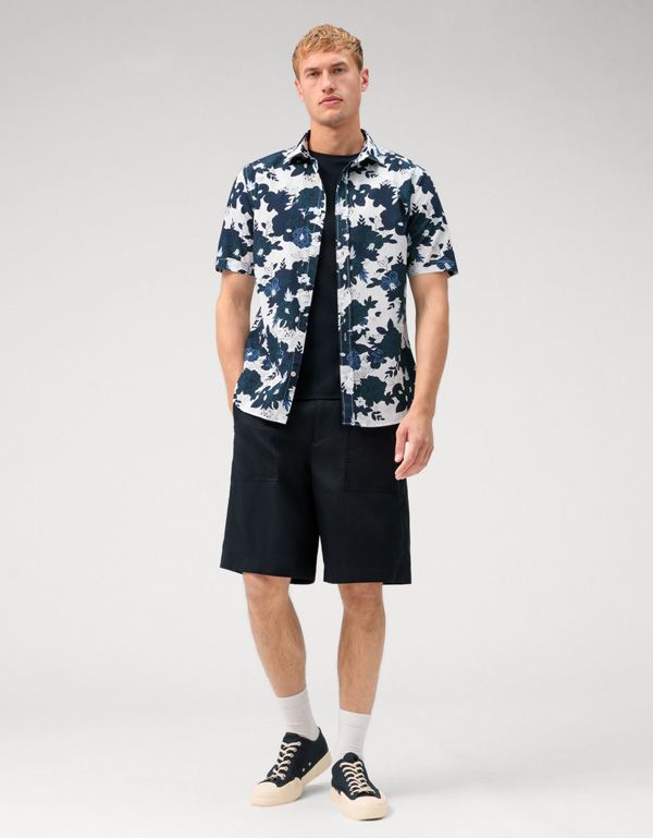 Рубашка мужская OLYMP Casual с синими цветами