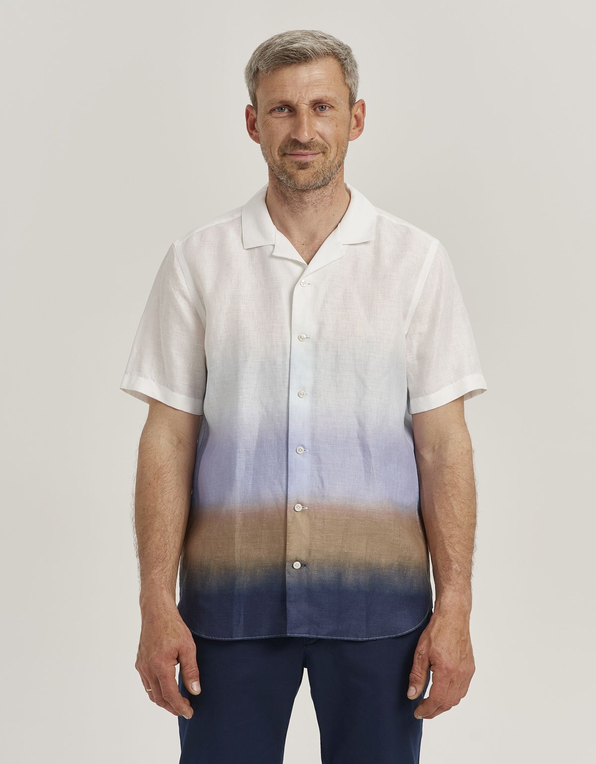 Рубашка льняная мужская OLYMP Signature с коротким рукавом