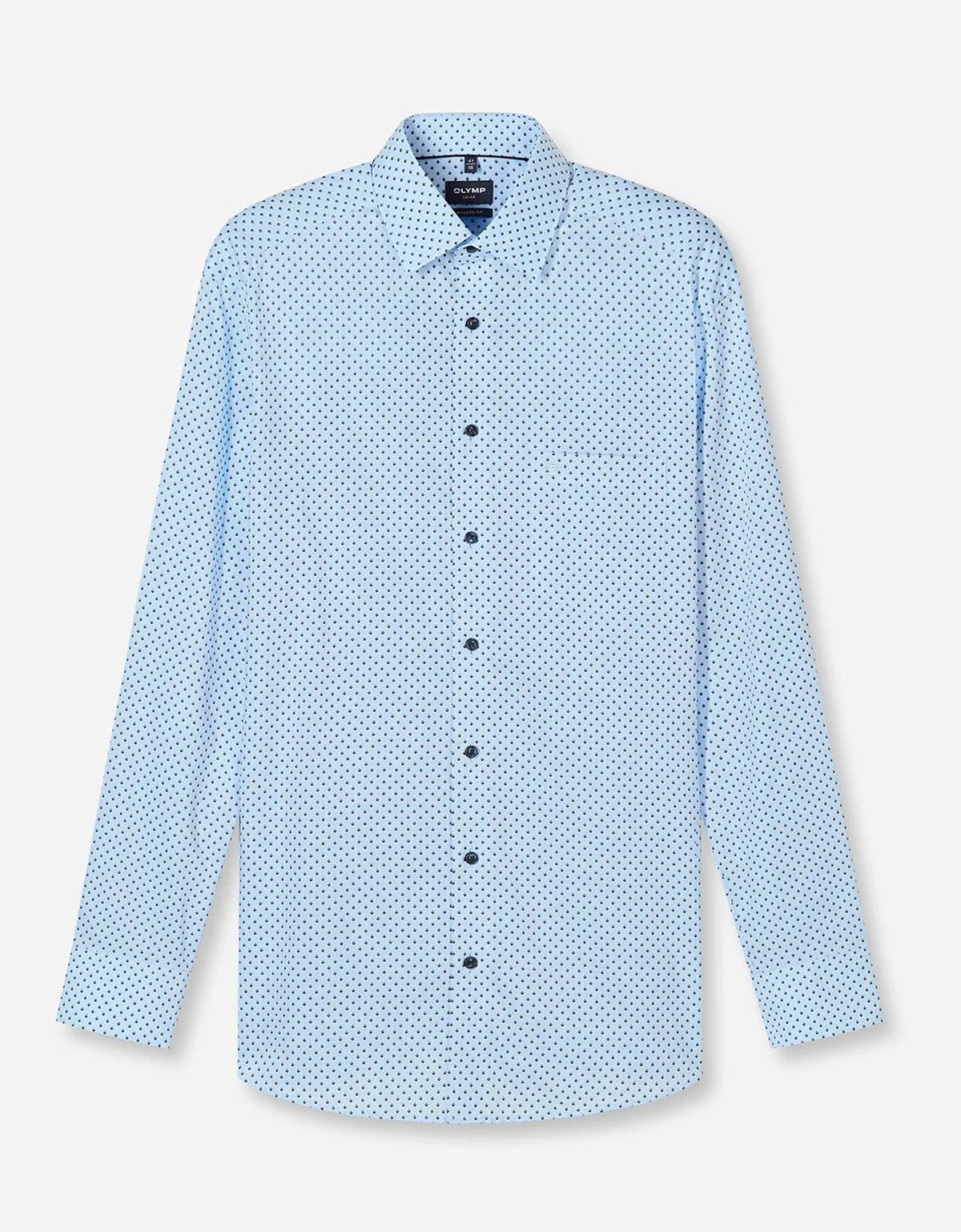 Рубашка голубая с принтом OLYMP Luxor полуприлегающая | купить в интернет-магазине Olymp-Men