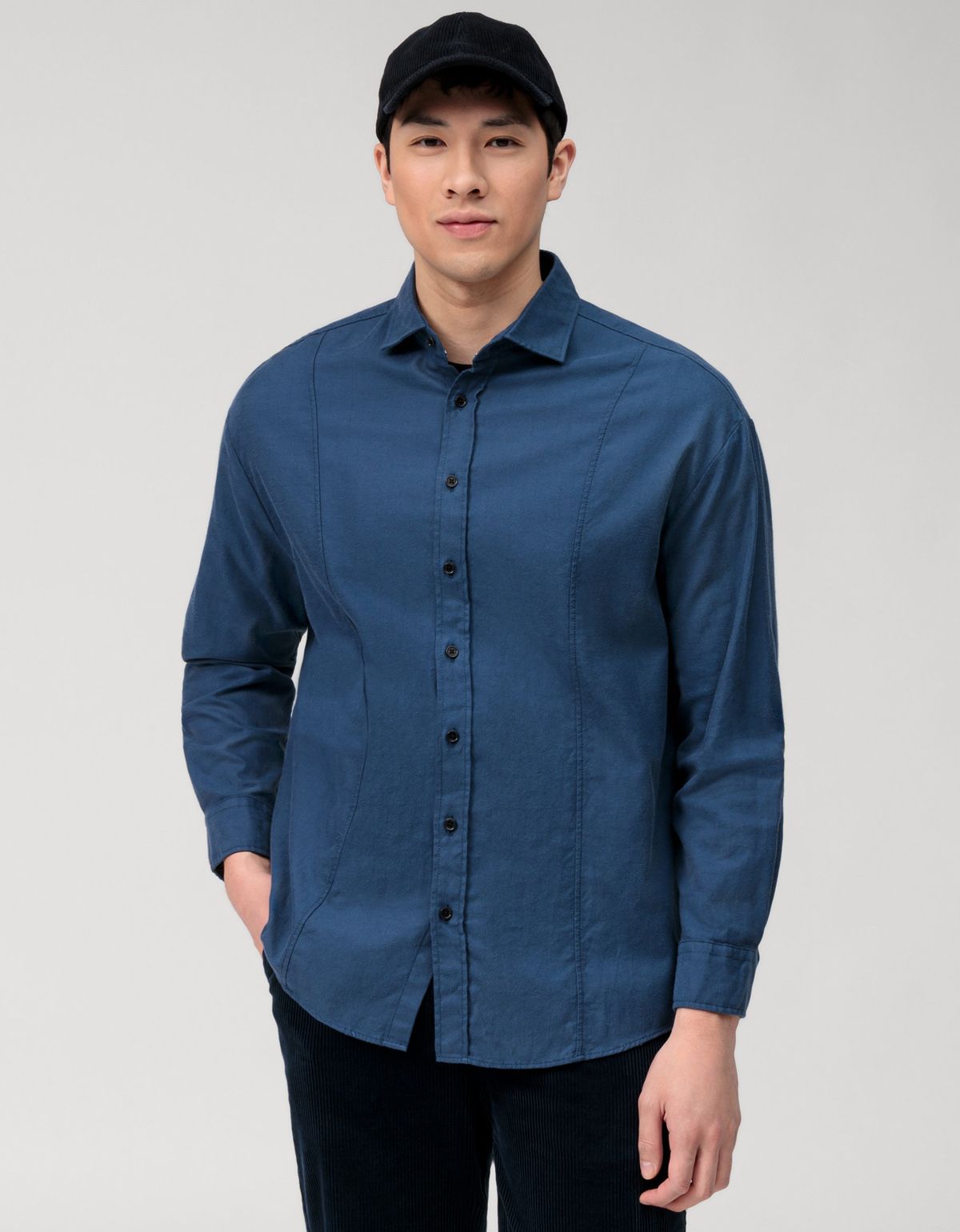 Рубашка фланелевая мужская темно-синяя OLYMP Casual[СИНИЙ]