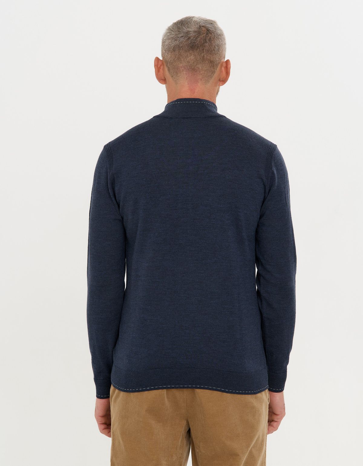 Свитер синий с воротником на молнии Gratude шерстяной | купить в интернет-магазине Olymp-Men