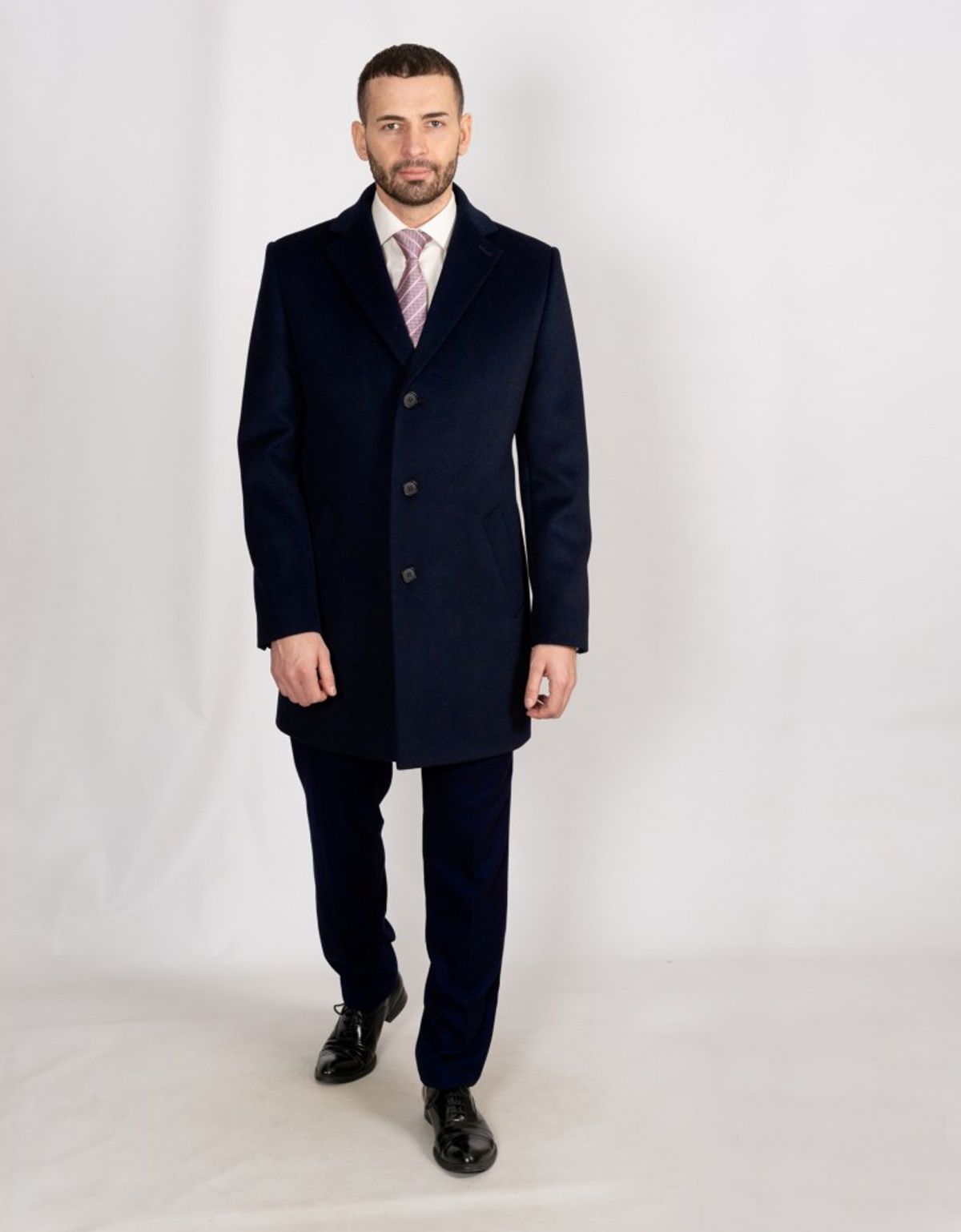 Пальто мужское классическое синее Nowal | купить в интернет-магазине Olymp-Men