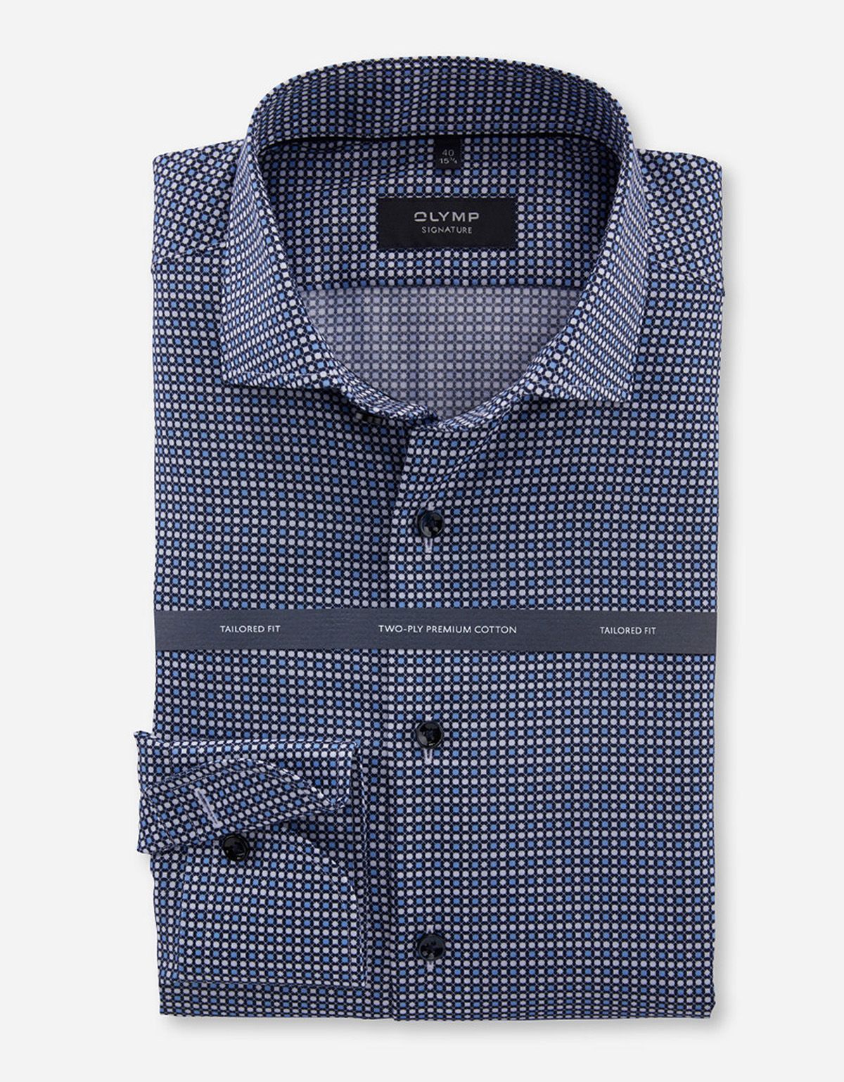Рубашка мужская Olymp Signature синяя с рисунком