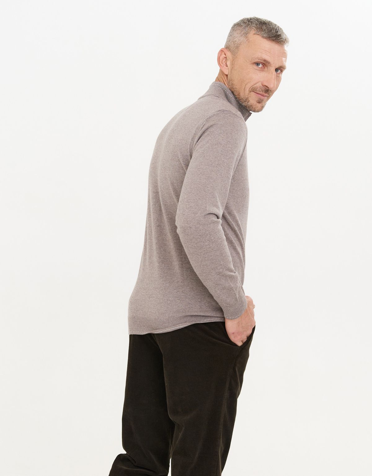 Свитер бежевый с воротником на молнии Gratude шерстяной | купить в интернет-магазине Olymp-Men