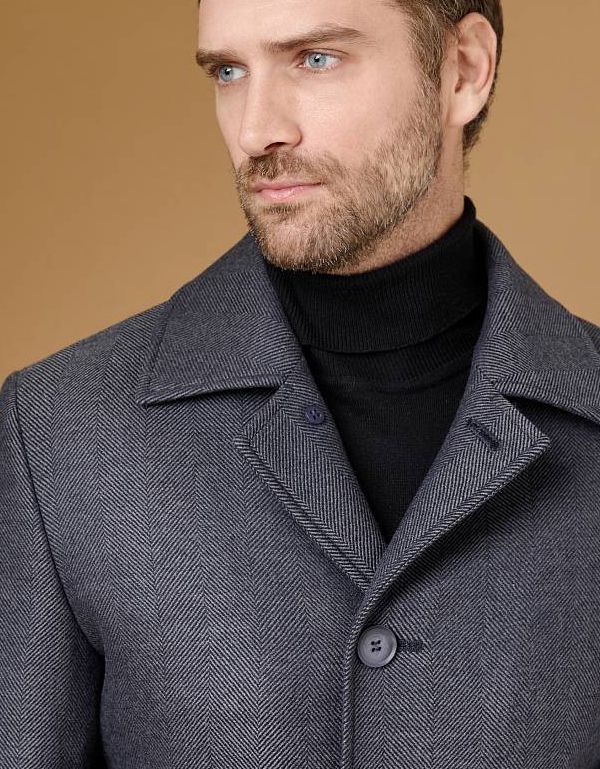 Пальто мужское утепленное с английским воротником | купить в интернет-магазине Olymp-Men