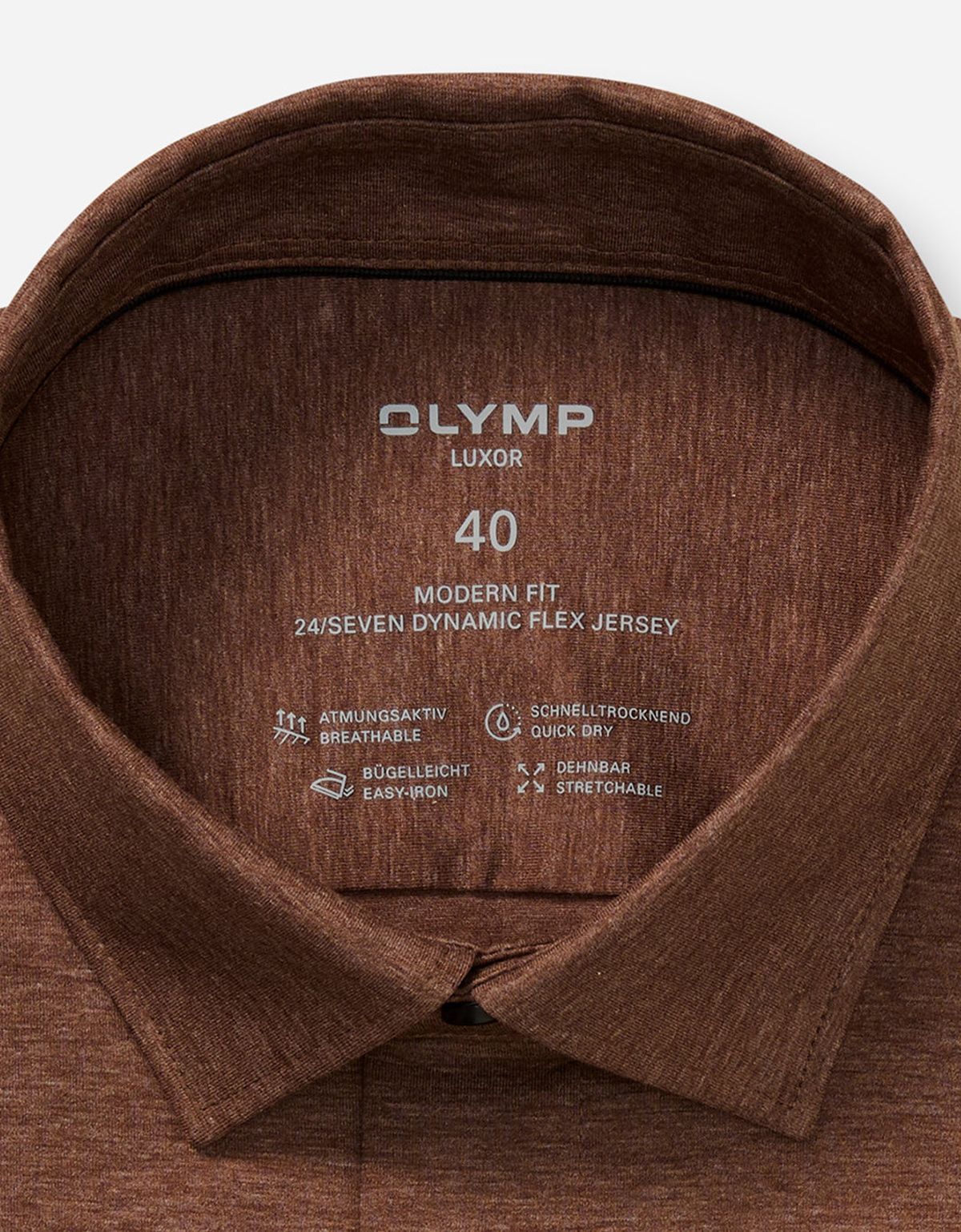 Рубашка трикотажная мужская коричневая, modern fit | купить в интернет-магазине Olymp-Men