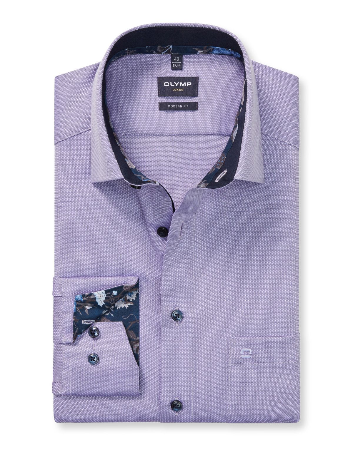 Рубашка мужская с синими пуговицами OLYMP Luxor, modern fit на высокий рост[ФИОЛЕТОВЫЙ]