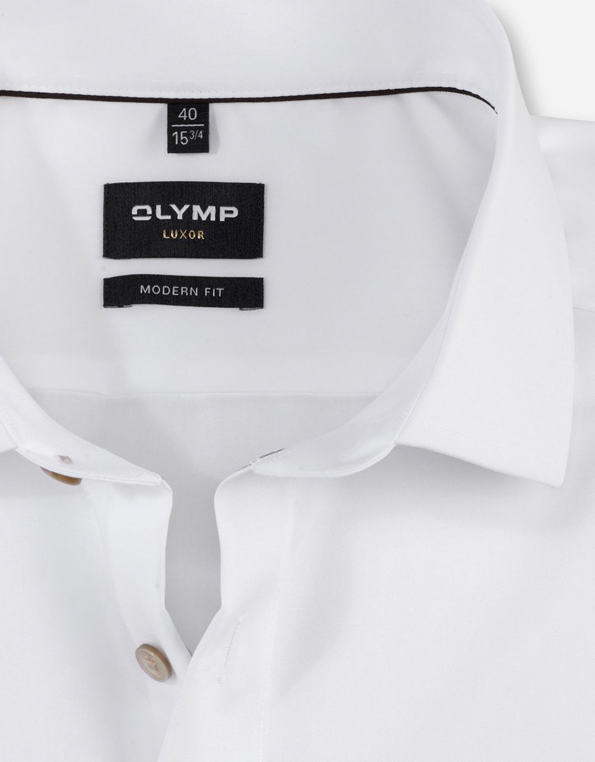 Рубашка белая с бежевыми пуговицами OLYMP, модерн фит | купить в интернет-магазине Olymp-Men