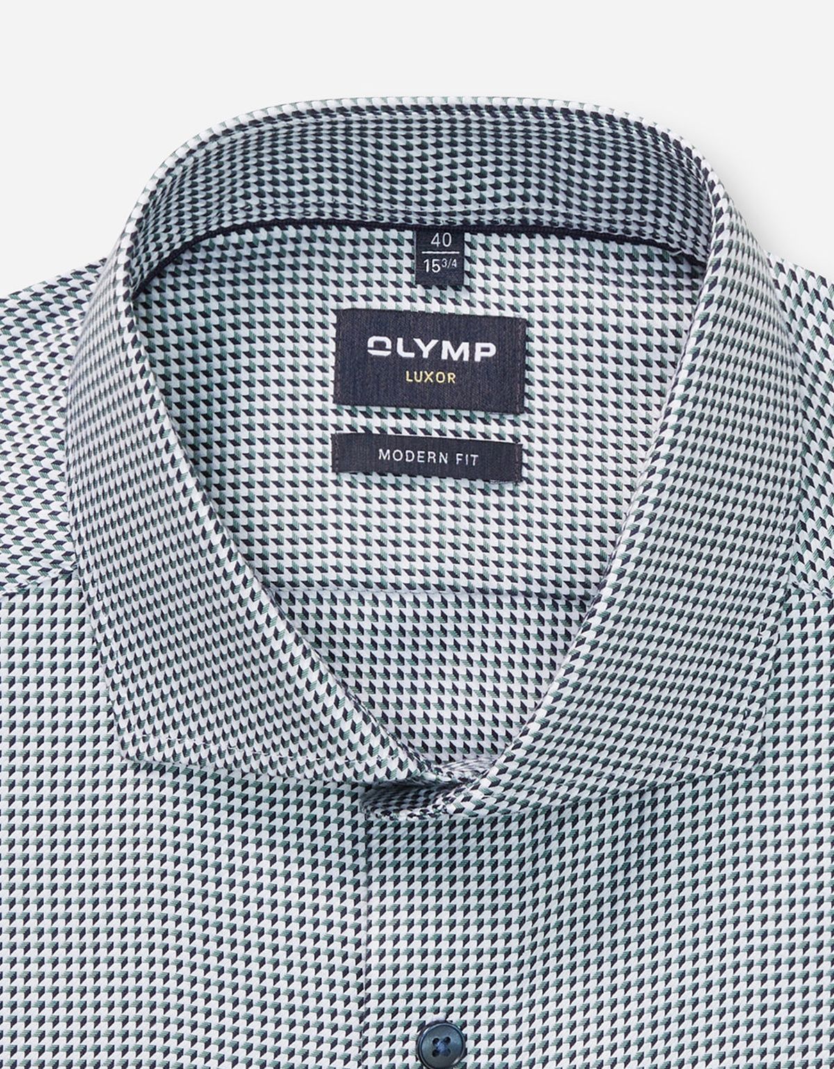 Сорочка мужская с зелёным принтом Olymp, modern fit | купить в интернет-магазине Olymp-Men