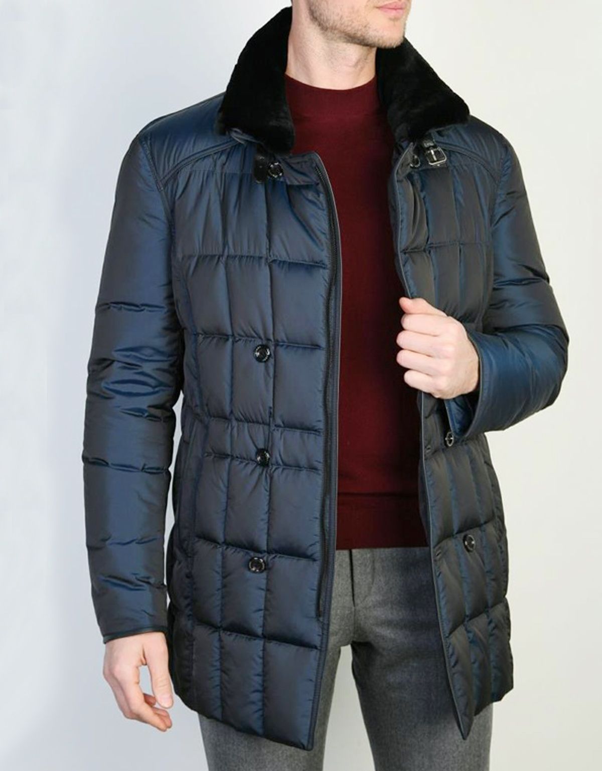 Пуховик мужской RIGGI с меховым воротником | купить в интернет-магазине Olymp-Men