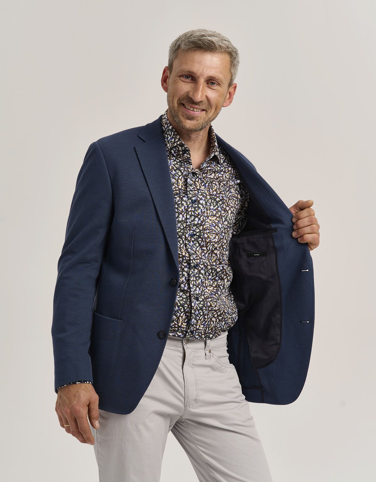 Пиджак синий мужской ROY ROBSON из хлопка с накладными карманами | купить в интернет-магазине Olymp-Men