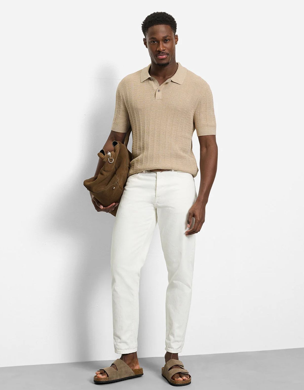 Поло мужское вязанное бежевое однотонное Olymp | купить в интернет-магазине Olymp-Men