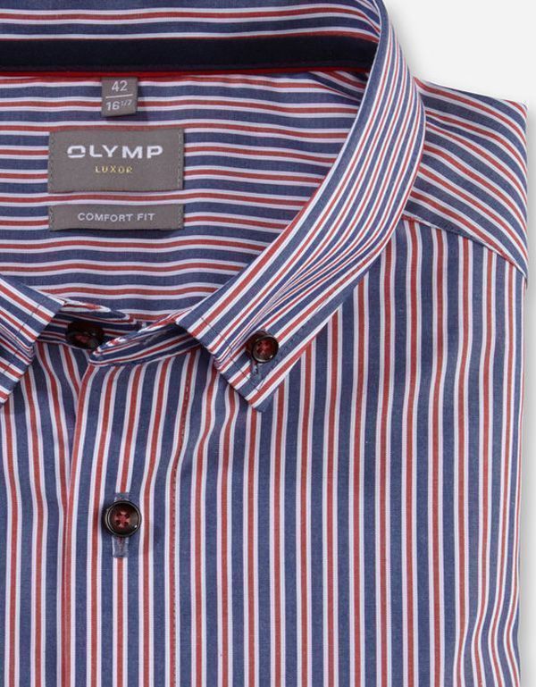 Рубашка мужская в полоску с пуговицами на воротнике OLYMP Luxor, прямой крой | купить в интернет-магазине Olymp-Men