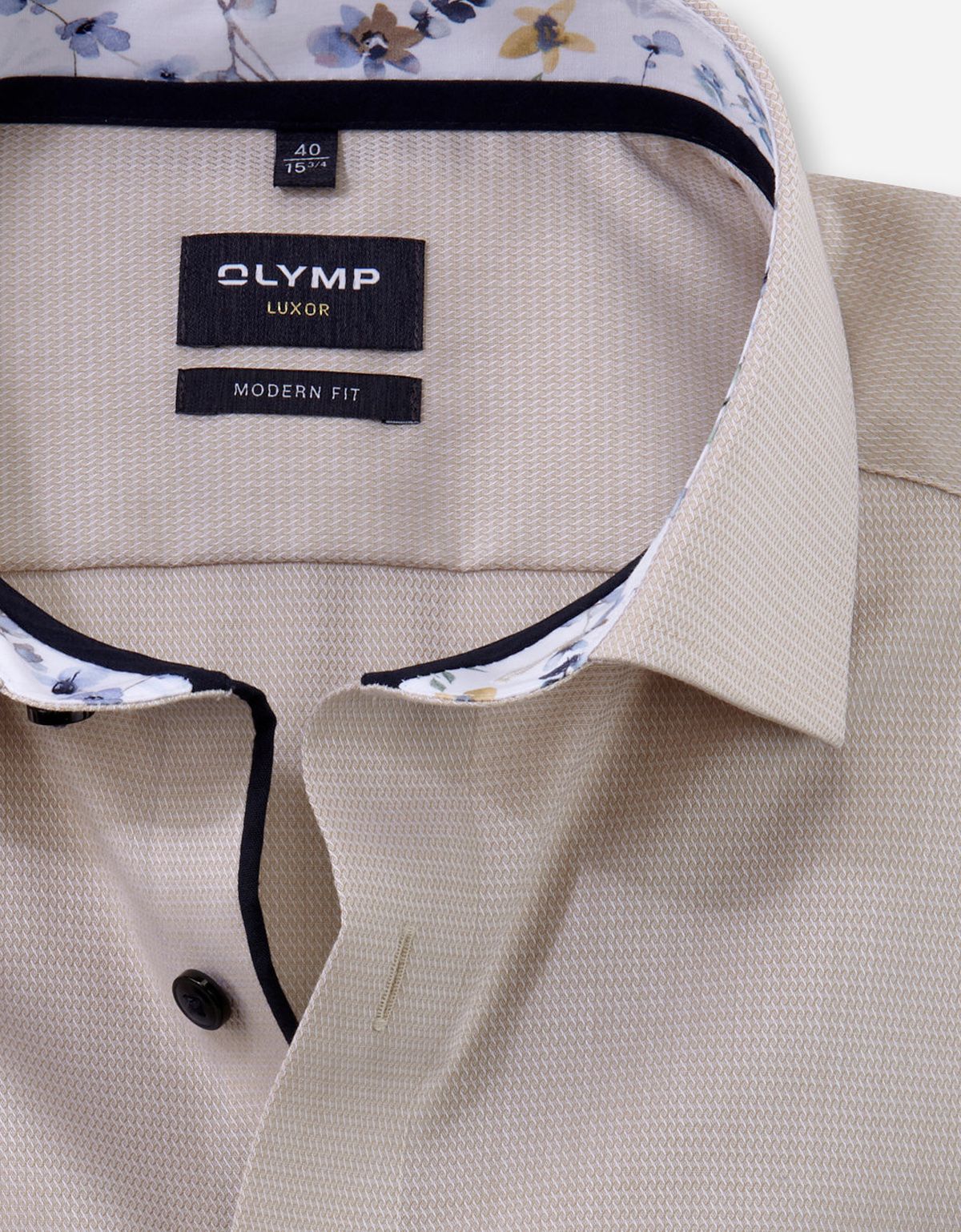 Рубашка бежевая классическая фактурная OLYMP Luxor, modern fit | купить в интернет-магазине Olymp-Men