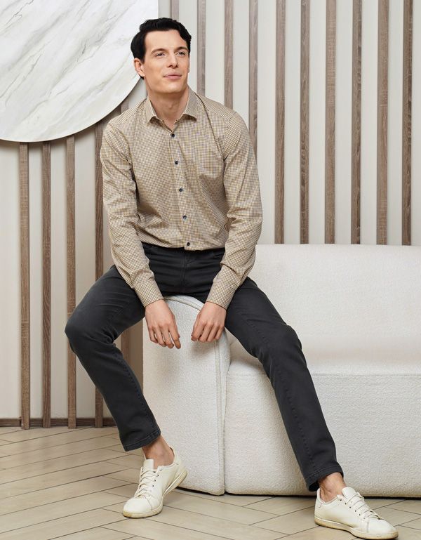 Рубашка классическая OLYMP в клетку, body fit | купить в интернет-магазине Olymp-Men