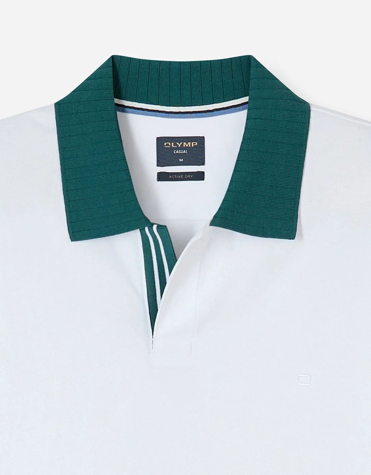 Поло мужское белое с зелёным воротником Olymp | купить в интернет-магазине Olymp-Men