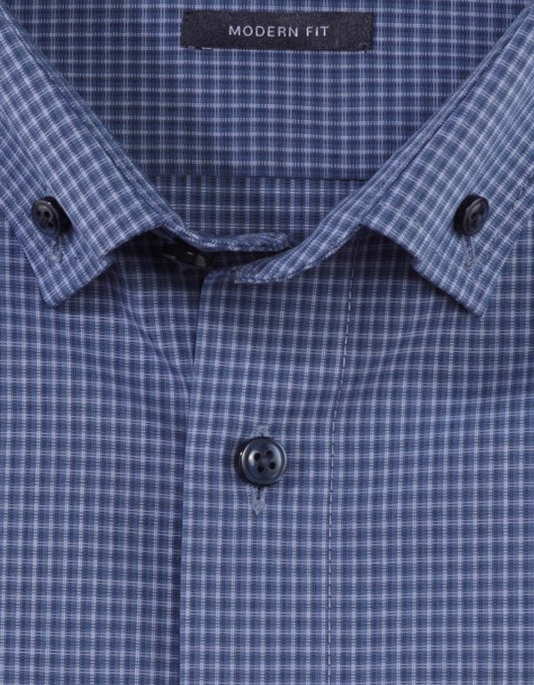 Рубашка мужская в клетку OLYMP Luxor, modern fit, пуговицы на воротнике | купить в интернет-магазине Olymp-Men