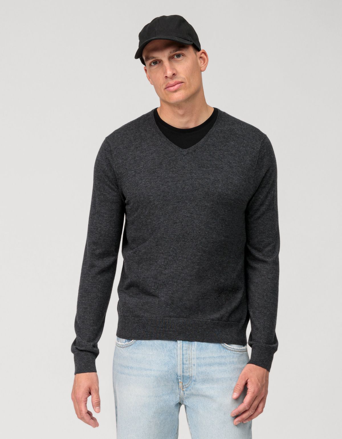 Пуловер серый мужской OLYMP, body fit[СЕРЫЙ]