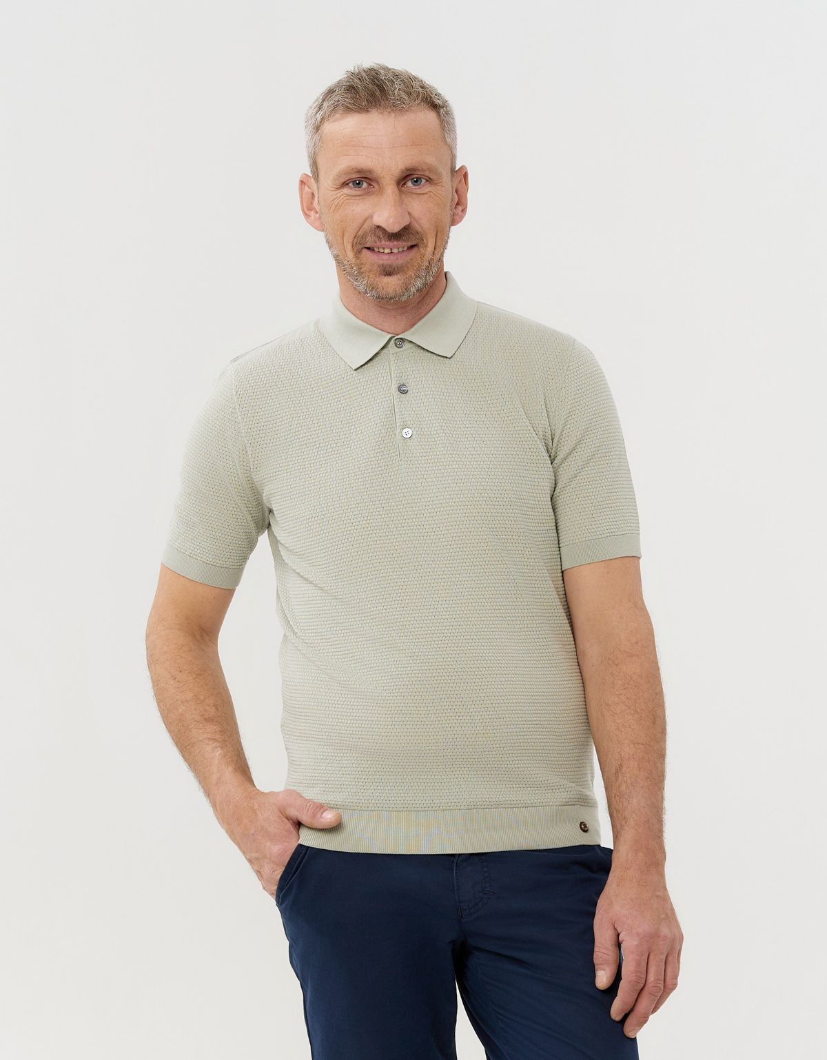 Поло мужское вязаное зелёное на пуговицах Gratude | купить в интернет-магазине Olymp-Men