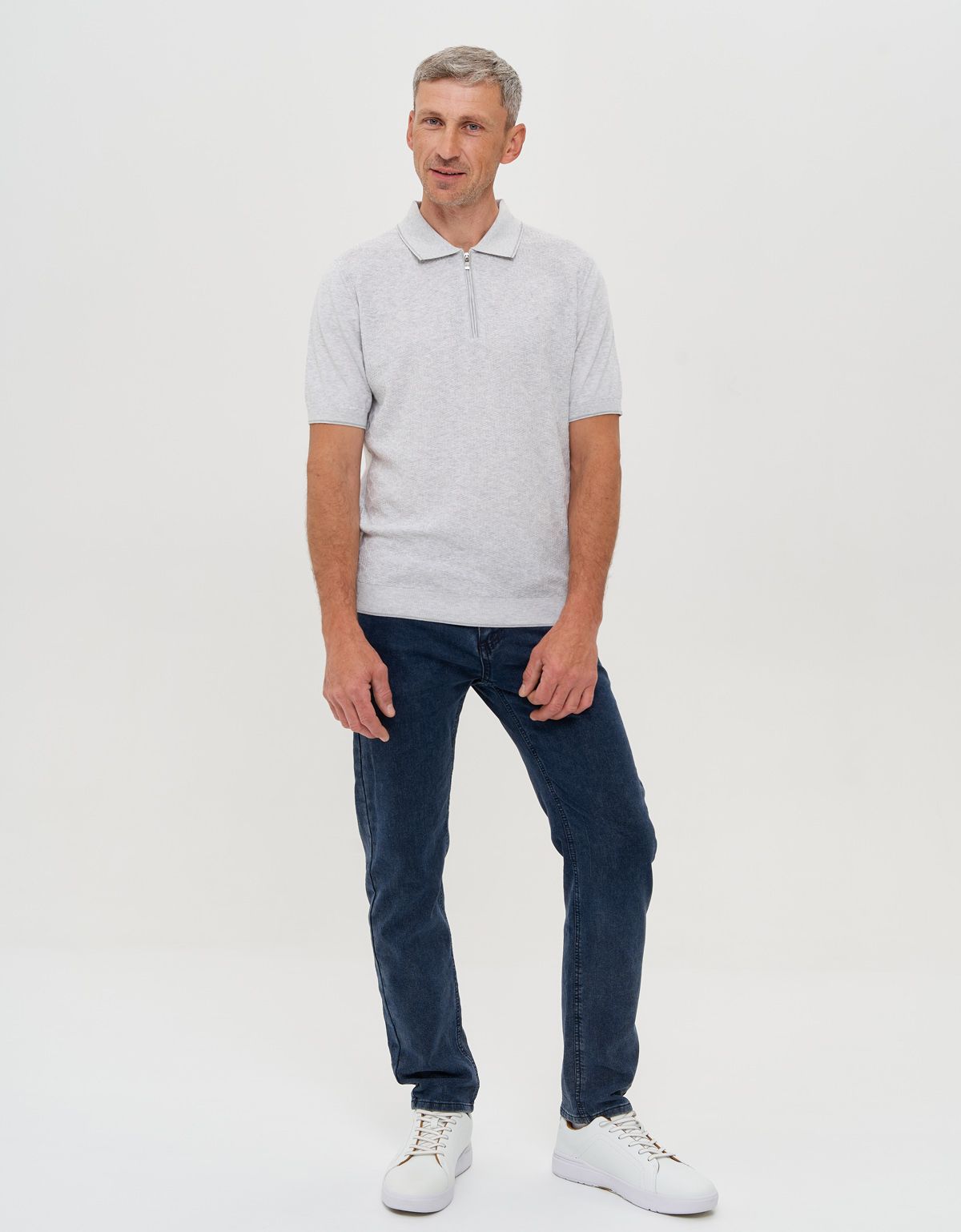 Поло серое мужское вязаное на молнии Gratude | купить в интернет-магазине Olymp-Men