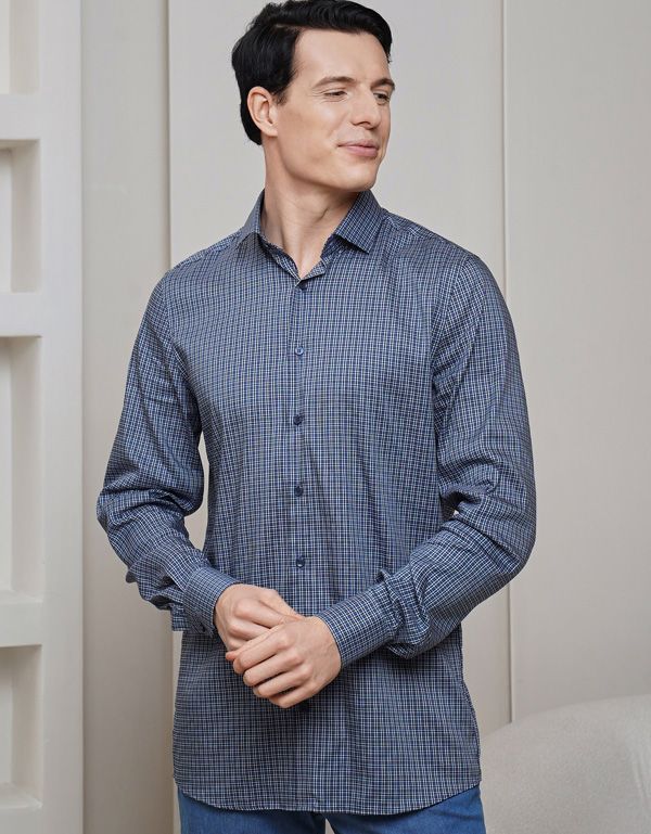 Рубашкав мужская OLYMP 24/7 в клетку, body fit | купить в интернет-магазине Olymp-Men
