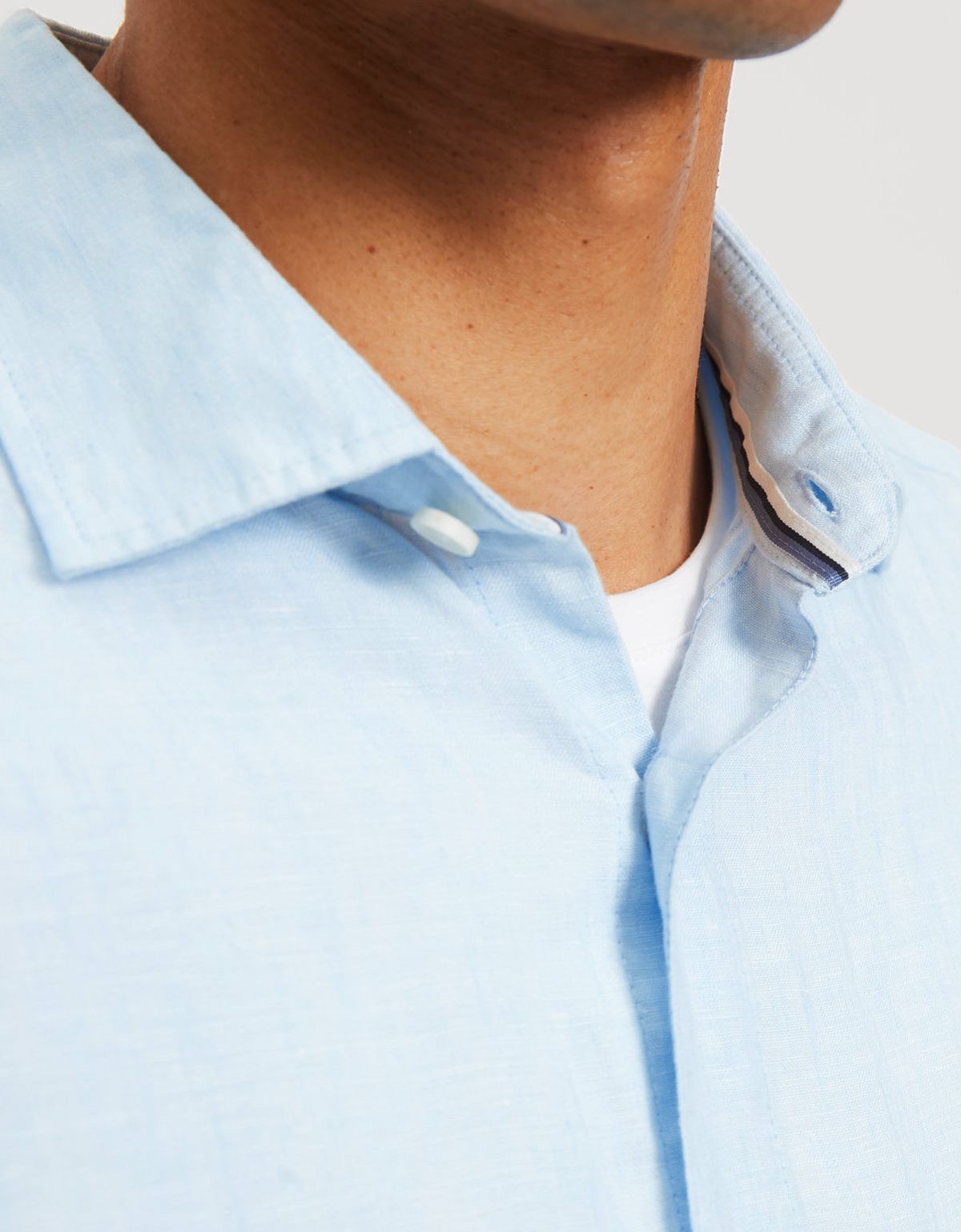 Рубашка голубая мужская льняная OLYMP | купить в интернет-магазине Olymp-Men