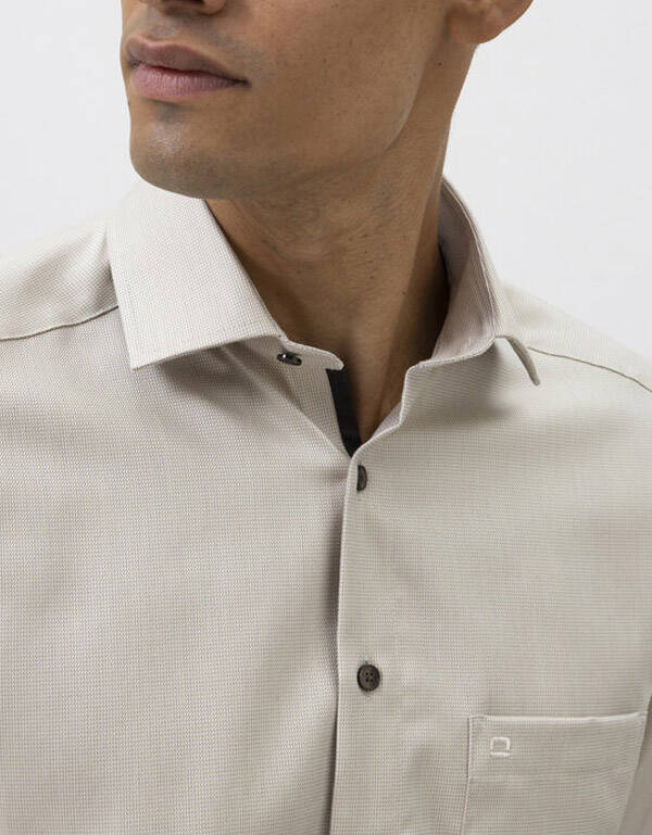 Рубашка бежевая мужская OLYMP Luxor, modern fit | купить в интернет-магазине Olymp-Men