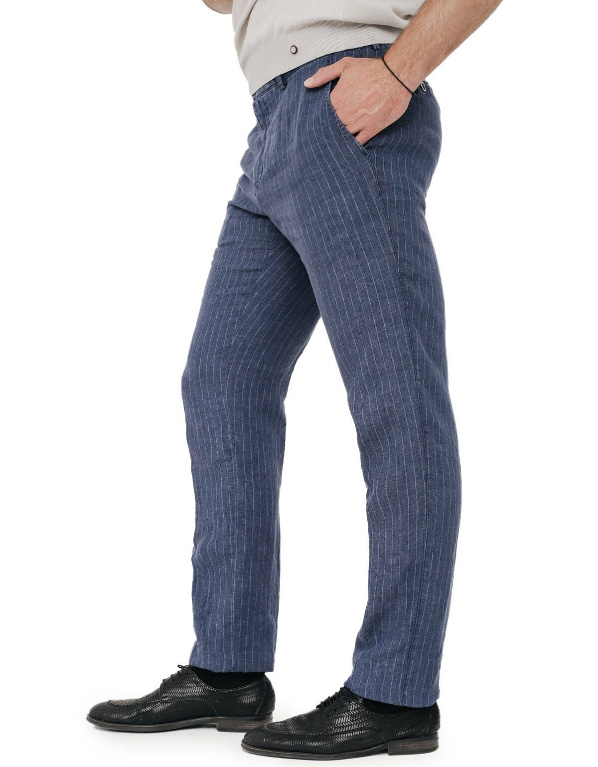 Брюки льняные мужские в полоску w.Wegener | купить в интернет-магазине Olymp-Men