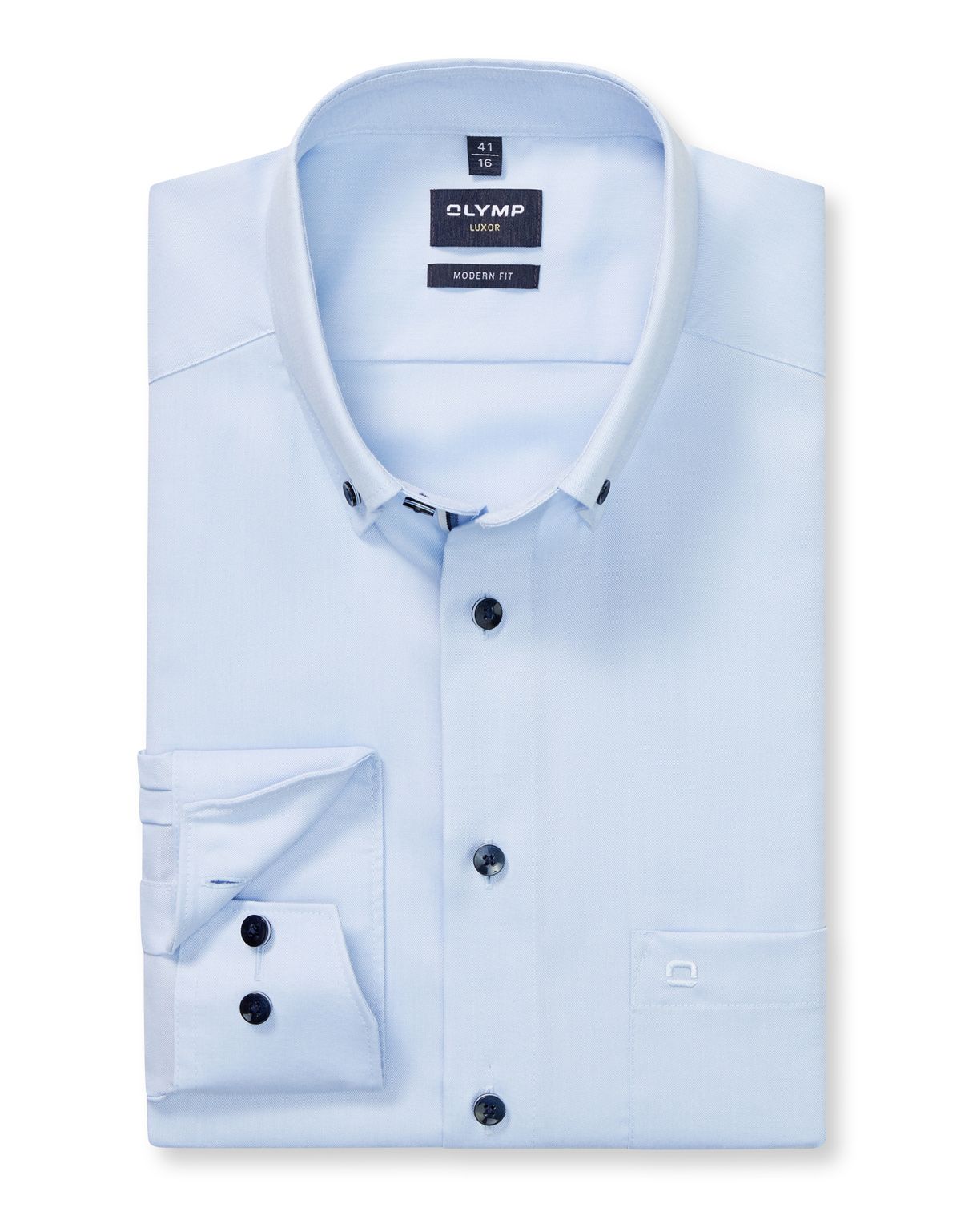 Рубашка с синими пуговицами OLYMP Luxor, modern fit на высокий рост[ГОЛУБОЙ]