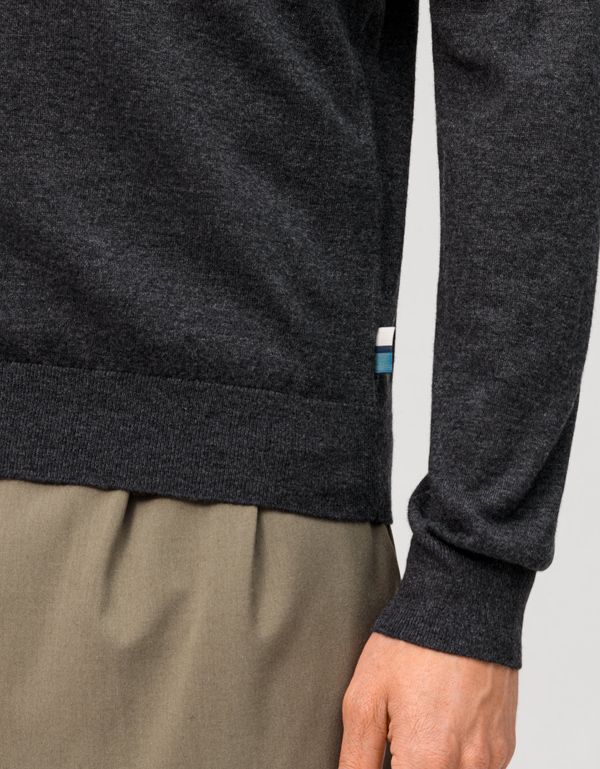 Джемпер темно-серый с круглым вырезом, body fit | интернет-магазин Olymp-Men