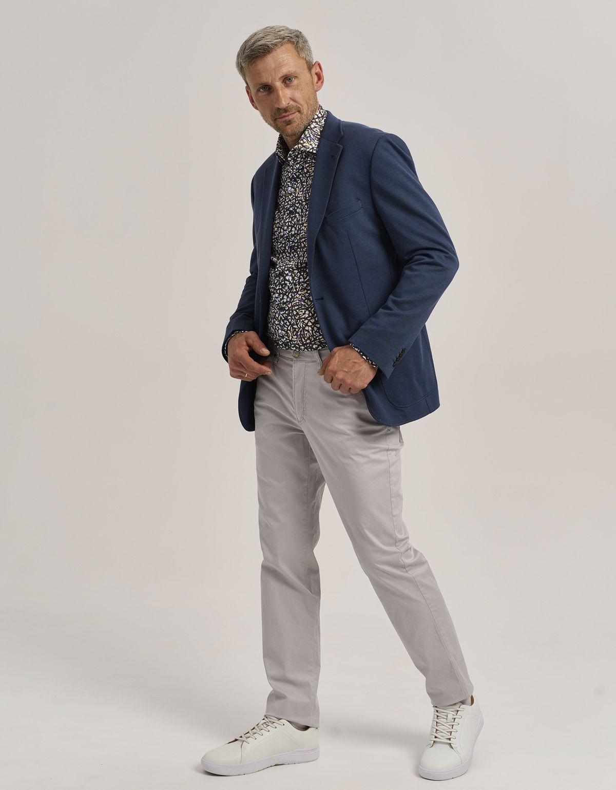 Пиджак синий мужской ROY ROBSON из хлопка с накладными карманами | купить в интернет-магазине Olymp-Men