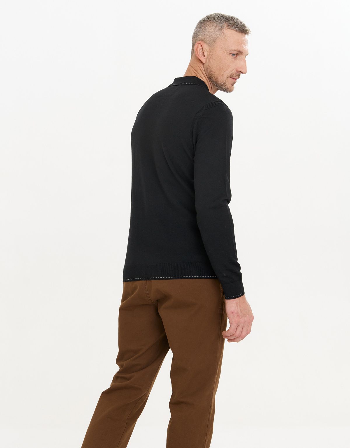 Поло чёрное с длинным рукавом Gratude на молнии | купить в интернет-магазине Olymp-Men