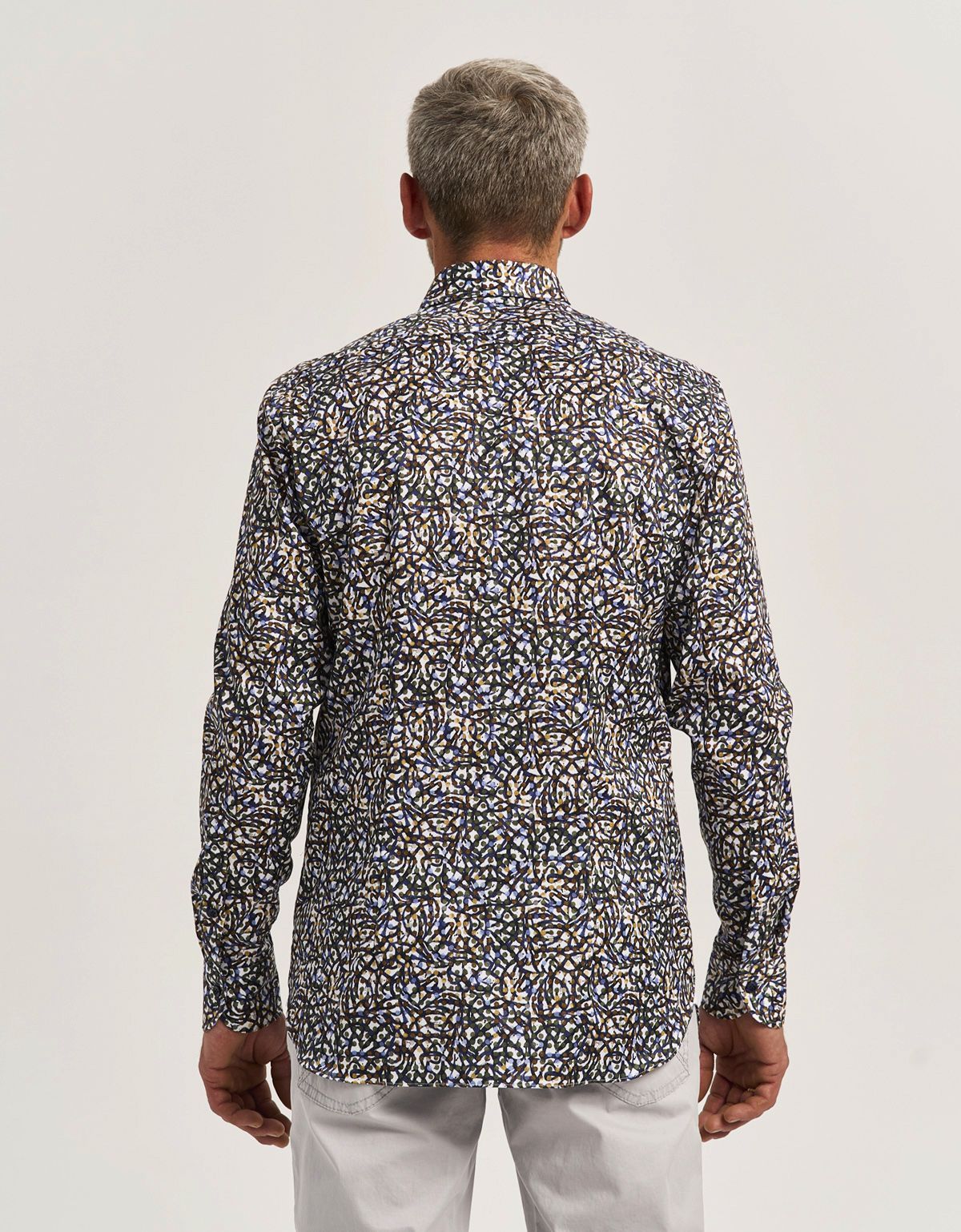 Рубашка мужская Olymp Signature с коричневым принтом