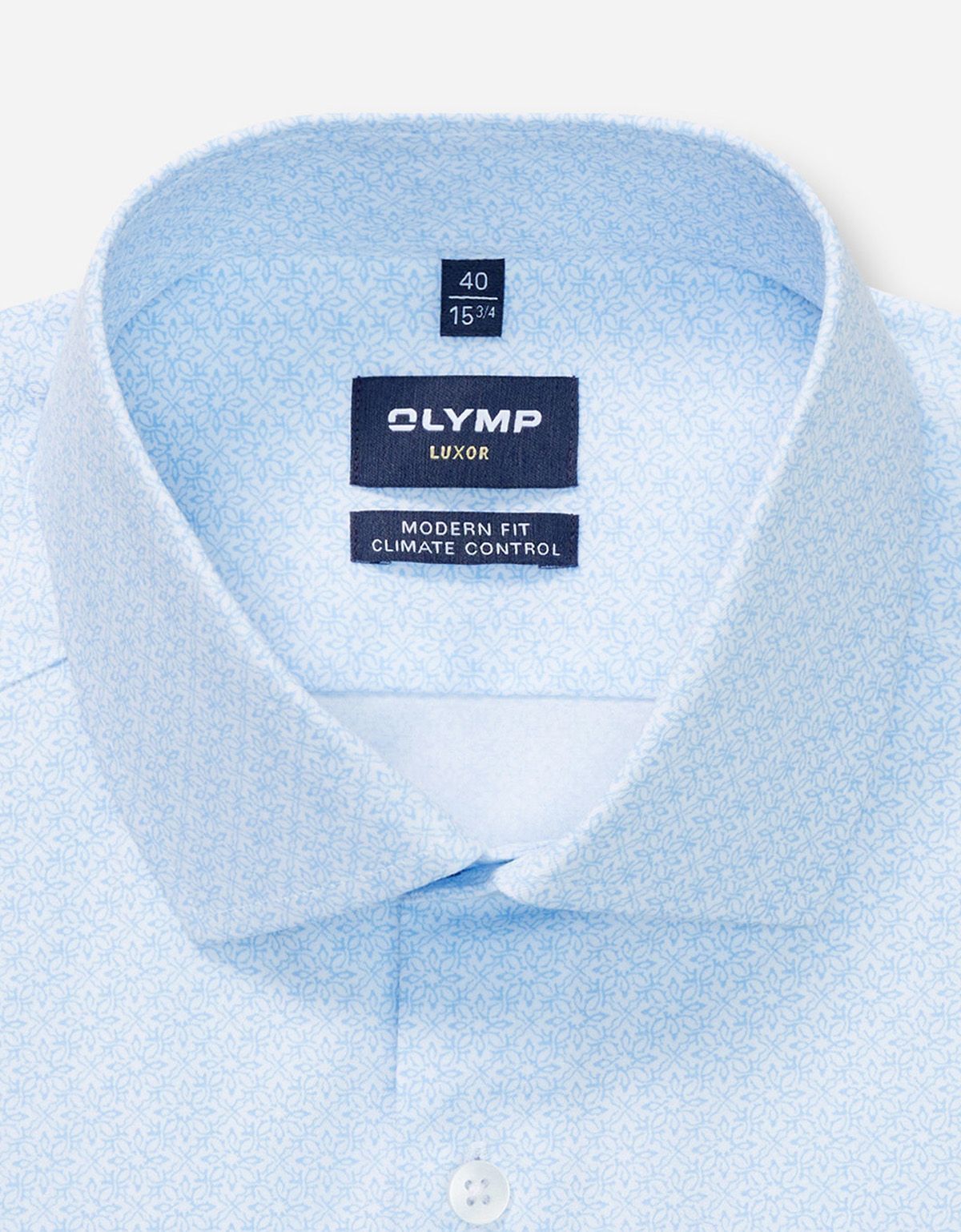 Рубашка с голубым принтом Olymp, modern fit, климат-контроль | купить в интернет-магазине Olymp-Men