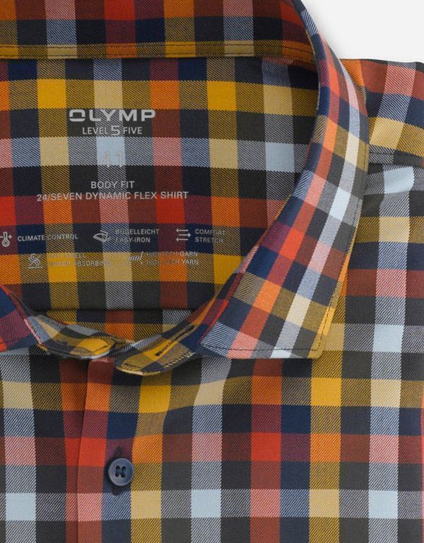 Рубашка мужская в клетку OLYMP 24/7, body fit | купить в интернет-магазине Olymp-Men