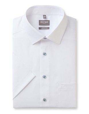 Рубашка белая мужская с коротким рукавом OLYMP Luxor, прямой крой