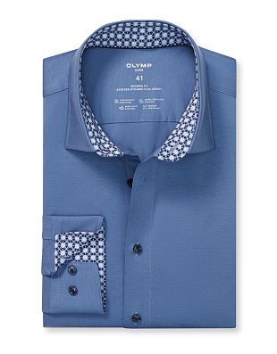 Рубашка трикотажная голубая Olymp, modern fit | купить в интернет-магазине Olymp-Men