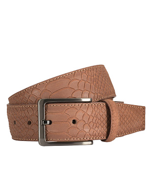 Ремень мужской велюровый Lindenmann с тиснением мужские | купить в интернет-магазине Olymp-Men