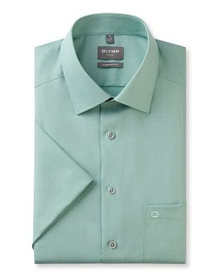 Рубашка зелёная мужская с коротким рукавом OLYMP Luxor, прямой крой