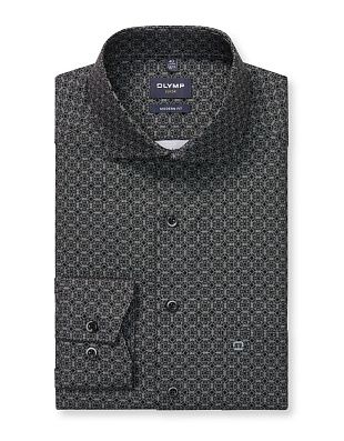 Рубашка с черным принтом Olymp, modern fit на высокий рост | купить в интернет-магазине Olymp-Men