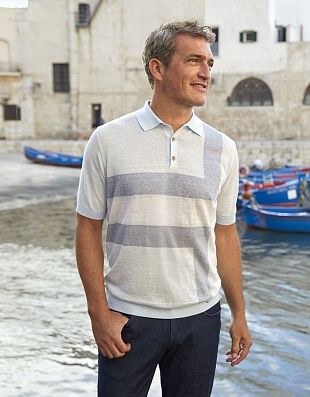 Поло мужское с синей полосой на пуговицах Gratude | купить в интернет-магазине Olymp-Men